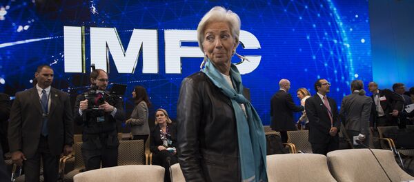 IMF Managing Director Christine Lagarde arrives for the IMFC Plenary Session during the IMF and World Bank Group 2016 Spring Meetings on April 16, 2016 in Washington, DC - Sputnik International