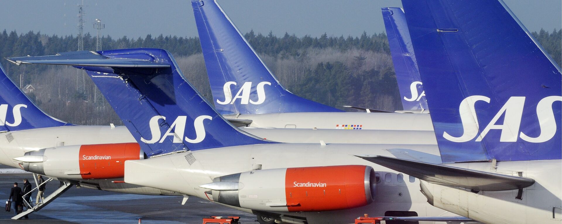 SAS aircraft are seen parked at the gates at terminal 4 of Arlanda Airport near Stockholm - Sputnik International, 1920, 22.02.2022