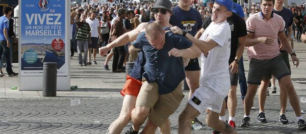 Football Soccer - Euro 2016 - England v Russia - Group B - Marseille, France - 11/6/16 Rival supporters clash at the old port of Marseille before the game. - Sputnik International