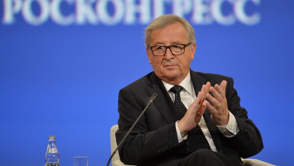 President of the European Commission Jean-Claude Juncker speaks at the opening ceremony of the 20th St. Petersburg International Economic Forum - Sputnik International