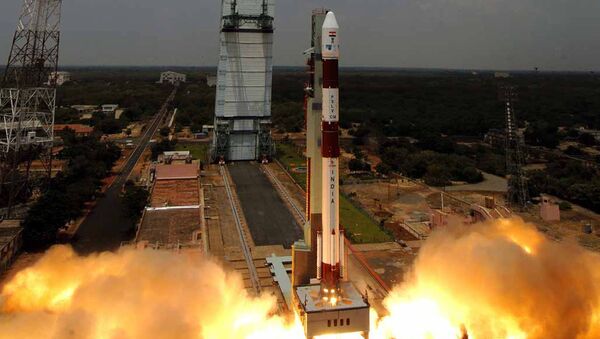 In this handout picture taken on September 23, 2009, Indian Space Research Organisation (ISRO) Polar Satellite Launch Vehicle (PSLV)-C14 is launched from The Satish Dhawan Space Centre (SDSC) SHAR in Sriharikota - Sputnik International