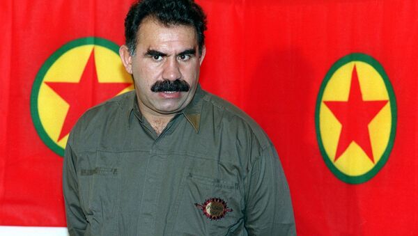 A file photo taken 28 September 1993 shows Kurdish rebel chief Abdullah Ocalan giving a press conference in Masnaa on the Lebanon-Syria border - Sputnik International
