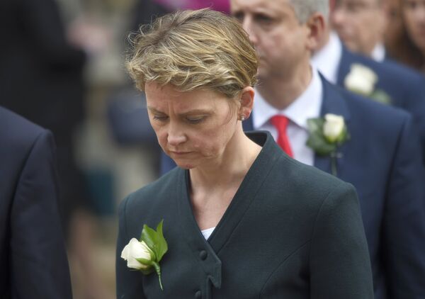 Labour MP Yvette Cooper walks from Parliament to St Margaret's Church for a service of remembrance for Labour MP Jo Cox who was shot and stabbed to death last week outside her constituency surgery, in Westminster, London, June 20, 2016. Labour MP Yvette Cooper walks from Parliament to St Margaret's Church for a service of remembrance for Labour MP Jo Cox who was shot and stabbed to death last week outside her constituency surgery, in Westminster, London, June 20, 2016. - Sputnik International