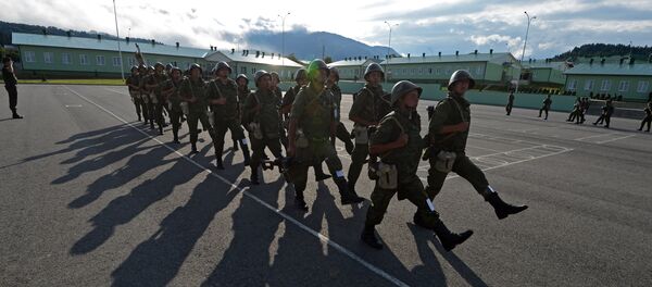 Fourth military base personnel engaged in drill training, South Ossetia Fourth military base personnel engaged in drill training, South Ossetia - Sputnik International
