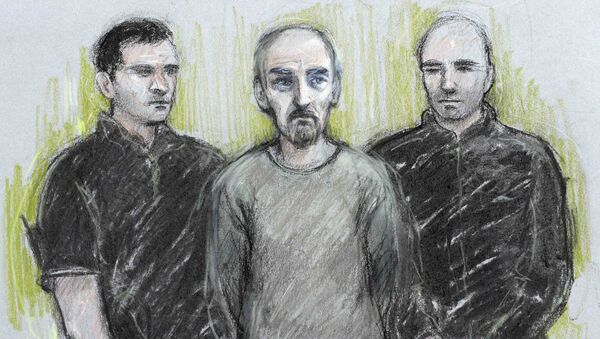 A court artist sketch by Elizabeth Cook shows Thomas Mair (C) appearing at Westminster Magistrates' Court in London, Britain June 18, 2016. - Sputnik International