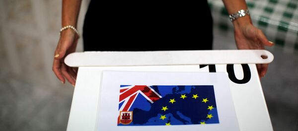 A member of a polling station stands next to a polling box as she waits for citizens during the EU referendum in the British overseas territory of Gibraltar, historically claimed by Spain, June 23, 2016. A member of a polling station stands next to a polling box as she waits for citizens during the EU referendum in the British overseas territory of Gibraltar, historically claimed by Spain, June 23, 2016. - Sputnik International