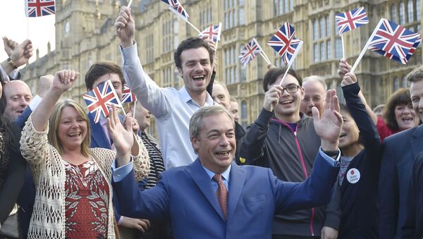 Nigel Farage, the leader of the United Kingdom Independence Party (UKIP), makes a statement after Britain voted to leave on the European Union in London, Britain, June 24, 2016 - Sputnik International