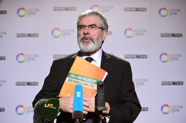 Republican party Sinn Fein leader Gerry Adams addresses journalists as he attends the final televised debate in Dublin. (File) Republican party Sinn Fein leader Gerry Adams addresses journalists as he attends the final televised debate in Dublin. (File) - Sputnik International