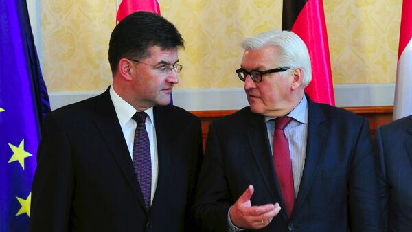 Slovakia's foreign minister Miroslav Lajcak and German foreign minister Frank-Walter Steinmeier. File photo - Sputnik International