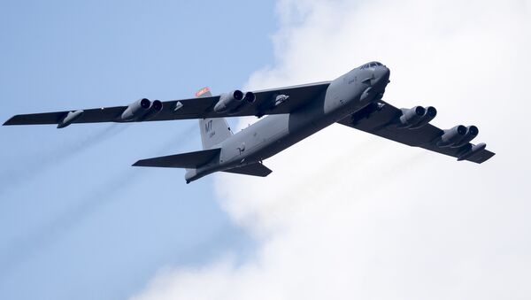 A U.S. Air Force B-52 bomber flies over Training Range in Pabrade during a military exercise 'Iron Wolf 2016' some 60km.(38 miles) north of the capital Vilnius, Lithuania, file photo. - Sputnik International
