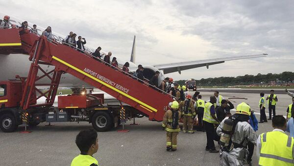 Singapore Airlines Plane Bursts Into Flames After Emergency Landing - Sputnik International
