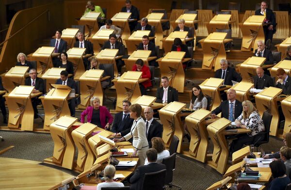 Scotland's First Minister Nicola Sturgeon speaks to members of the Scottish Parliament at Holyrood in Edinburgh, Scotland, Britain June 28, 2016. - Sputnik International