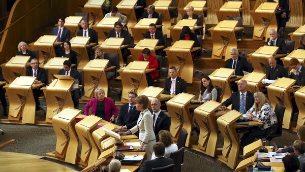 Scotland's First Minister Nicola Sturgeon speaks to members of the Scottish Parliament at Holyrood in Edinburgh, Scotland, Britain June 28, 2016. - Sputnik International