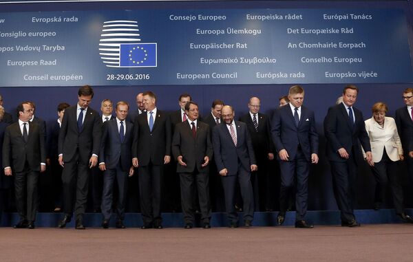 European Union leaders leaves after a family photo during at the EU Summit in Brussels, Belgium, June 28, 2016 European Union leaders leaves after a family photo during at the EU Summit in Brussels, Belgium, June 28, 2016 - Sputnik International
