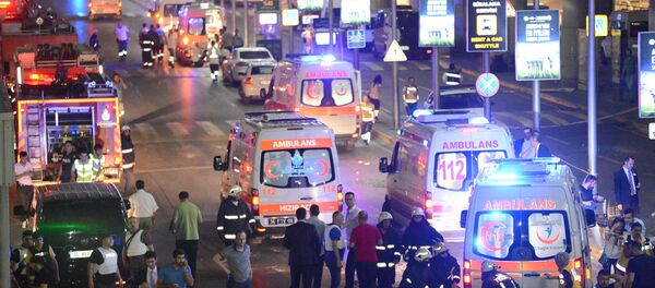 Paramedics help casualties outside Turkey's largest airport, Istanbul Ataturk, Turkey, following a blast, June 28, 2016. Paramedics help casualties outside Turkey's largest airport, Istanbul Ataturk, Turkey, following a blast, June 28, 2016. - Sputnik International