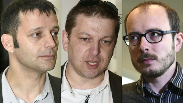 (L to R) Edouard Perrin, Raphael Halet and Antoine Deltour - Sputnik International