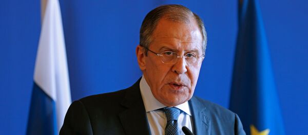 Russian Foreign Minister Sergei Lavrov attends a news conference with French Foreign Minister Jean-Marc Ayrault (not seen) following their meeting at the Quai D'Orsay in Paris, France, June 29, 2016. Russian Foreign Minister Sergei Lavrov attends a news conference with French Foreign Minister Jean-Marc Ayrault (not seen) following their meeting at the Quai D'Orsay in Paris, France, June 29, 2016. - Sputnik International