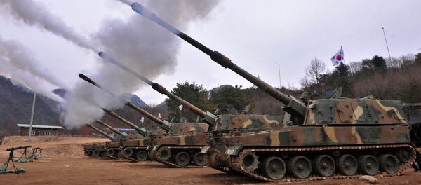 South Korean army K9 Thunder 155mm self-propelled Howitzers (File) - Sputnik International