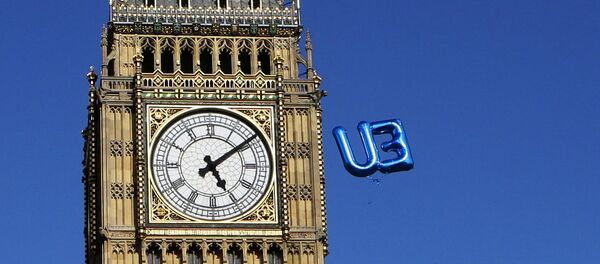 A balloon floats towards the Big Ben clock tower in Parliament Square during a 'March for Europe' demonstration against Britain's decision to leave the European Union, in central London, Britain, July 2, 2016. A balloon floats towards the Big Ben clock tower in Parliament Square during a 'March for Europe' demonstration against Britain's decision to leave the European Union, in central London, Britain, July 2, 2016. - Sputnik International