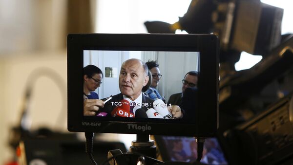 Austrian Interior Minister Wolfgang Sobotka is seen on a camera screen (File) - Sputnik International