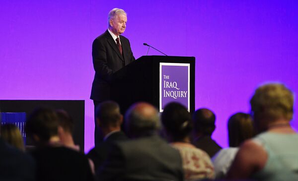 Iraq Inquiry chairman Sir John Chilcot speaks as he comments on the findings of his report, inside the QEII Centre in London on July 6, 2016 - Sputnik International