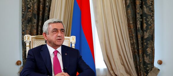 Armenia's President Serzh Sargsyan speaks during an interview with Reuters at his office in Yerevan, Armenia, June 25, 2016. Picture taken June 25, 2016. - Sputnik International