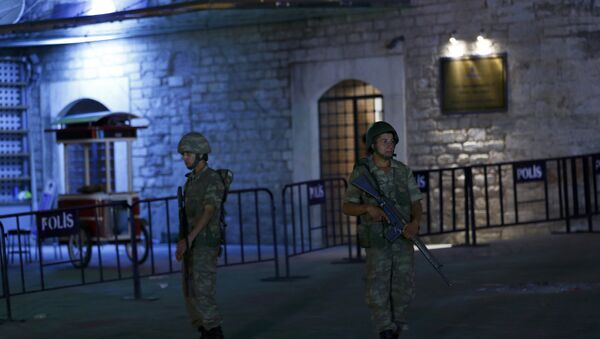 Turkish military stand guard near the the Taksim Square in Istanbul - Sputnik International