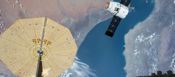 The SpaceX Dragon spacecraft nears the International Space Station during the CRS-8 mission to deliver experiments including two microbial investigations. - Sputnik International