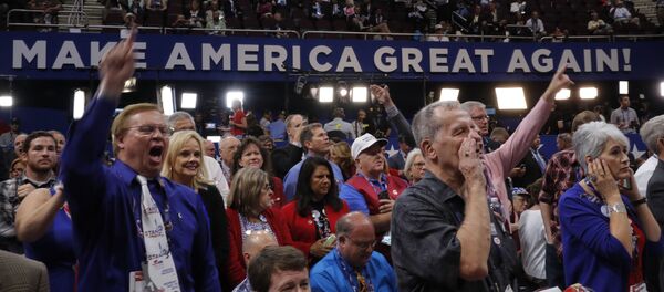 Republican National Convention delegates yell and scream at the Republican National Convention in Cleveland. Republican National Convention delegates yell and scream at the Republican National Convention in Cleveland. - Sputnik International