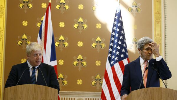 Britain's Foreign Secretary Boris Johnson speaks during a press conference with U.S. Secretary of State John Kerry - Sputnik International