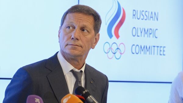 President of the Russian Olympic Committee Alexander Zhukov is interviewed by journalists following a meeting of the Russian Olympic Committee's Executive Committee in Moscow - Sputnik International