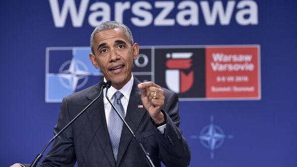 US President Barack Obama addresses a press conference during the second day of the NATO Summit at the Polish National Stadium in Warsaw on July 9, 2016 - Sputnik International