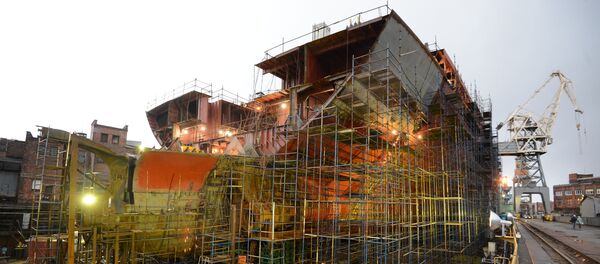 The Arktika ice-breaker seen in the Baltiysky Zavod shipyard, St.Petersburg. - Sputnik International