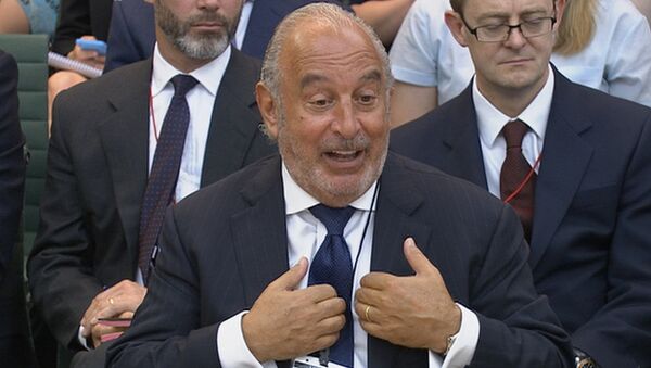 Retailer Philip Green speaks before Parliament's business select committee on the collapse of British Home Stores which he used to own, in London, Britain June 15, 2016. - Sputnik International