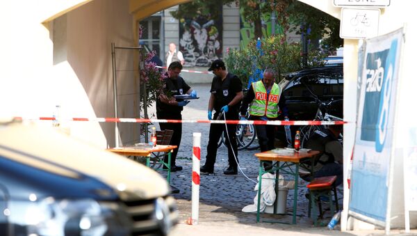 Police secure the area after an explosion in Ansbach, Germany, July 25, 2016. - Sputnik International
