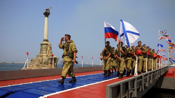 Russian marines parade during the Navy Day celebrations in Sevastopol, Crimea - Sputnik International