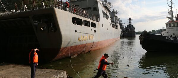 The Russian Ivan Gren landing ship has arrived in the naval port of Baltiysk after its maiden voyage for testing. (File) The Russian Ivan Gren landing ship has arrived in the naval port of Baltiysk after its maiden voyage for testing. (File) - Sputnik International