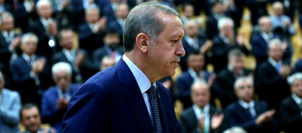 Turkey's President Recep Tayyip Erdogan arrives in a conference of the heads of chambers of commerce in Ankara, Turkey, on Thursday, Aug. 4, 2016 Turkey's President Recep Tayyip Erdogan arrives in a conference of the heads of chambers of commerce in Ankara, Turkey, on Thursday, Aug. 4, 2016 - Sputnik International