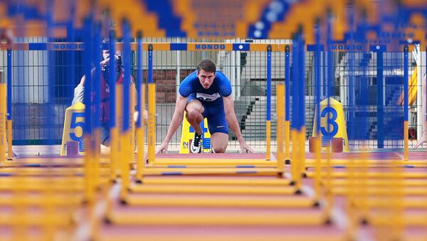 Sergei Shubenkov during the 110m hurdles event at the Russian Track and Field Cup at the Meteor stadium in Zhukovsky, Moscow Region. (File) - Sputnik International