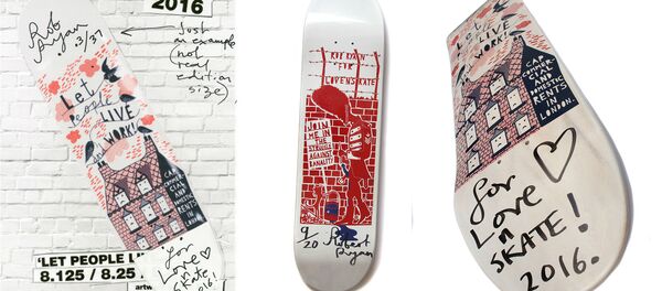 British artist Rob Ryan's skateboard design for Lovenskate shop British artist Rob Ryan's skateboard design for Lovenskate shop - Sputnik International