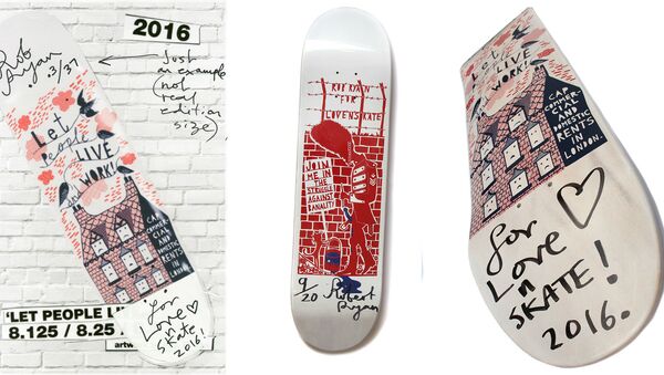 British artist Rob Ryan's skateboard design for Lovenskate shop - Sputnik International