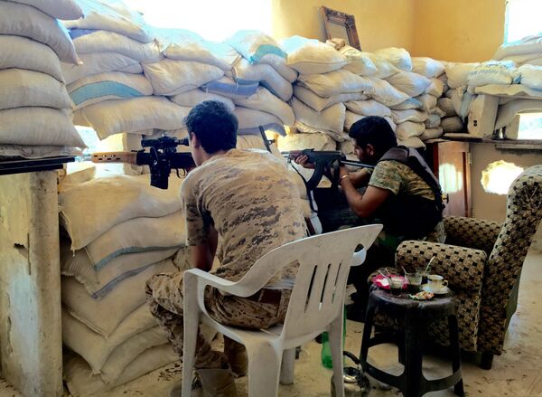 Syria. Soldiers of the Syrian Army at the front line in southern Aleppo Syria. Soldiers of the Syrian Army at the front line in southern Aleppo - Sputnik International