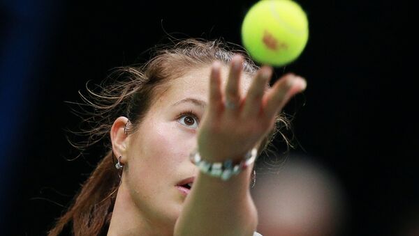 Daria Kasatkina (Russia) at a training session before the 2016 Fed Cup quarterfinal match between Russia and the Netherlands. - Sputnik International