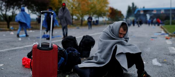 A migrant waits to cross the border with Slovenia near Trnovec, Croatia October 19, 2015 A migrant waits to cross the border with Slovenia near Trnovec, Croatia October 19, 2015 - Sputnik International