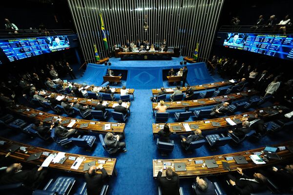 View of the senate plenary session during the voting session of the suspended President Dilma Rousseff's impeachement committee in Brasilia on August 9, 2016 - Sputnik International