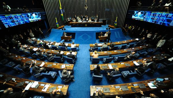 View of the senate plenary session during the voting session of the suspended President Dilma Rousseff's impeachement committee in Brasilia on August 9, 2016 - Sputnik International