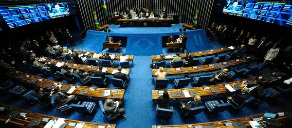 View of the senate plenary session during the voting session of the suspended President Dilma Rousseff's impeachement committee in Brasilia on August 9, 2016 - Sputnik International