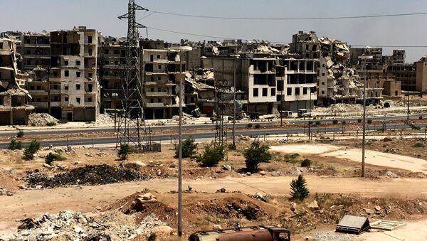 Damaged buildings in Al-Ramouseh district in southern Aleppo - Sputnik International