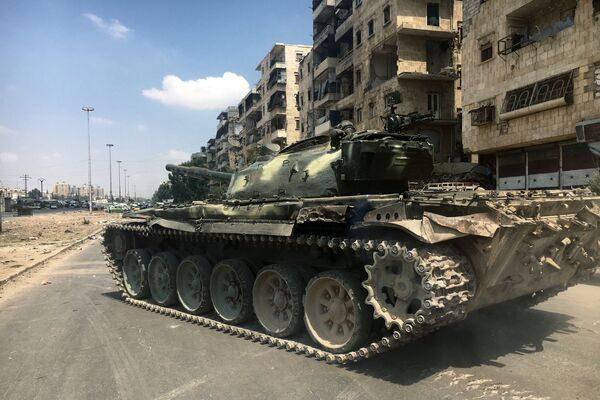 A tank on a frontline in south-western Aleppo, Syria A tank on a frontline in south-western Aleppo, Syria - Sputnik International
