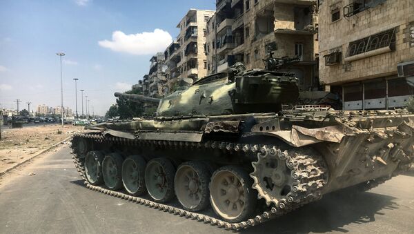 A tank on a frontline in south-western Aleppo, Syria - Sputnik International